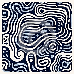 Abstract Fluidity Poster With Dark Blue Wavy Patterns