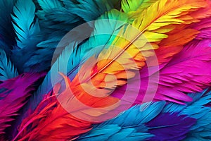 abstract fluorescent color feathers background