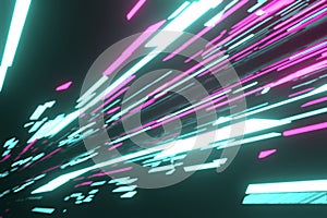 Abstract fluorescent hyperspace neon background, soft focus. 3D Rendering