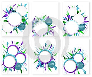 Abstract flyer business triangular background set.