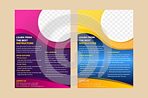 Abstract flyer template with example of headline is Learn from the best instructors