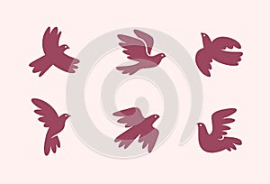 Abstract flying bird silhouettes set num.1