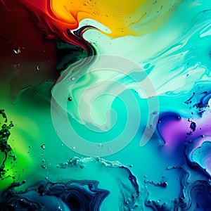 Abstract flying splash liquid color paint waves