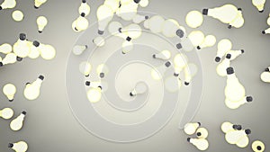 Abstract Flying White Light Bulbs