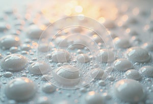 Abstract foam background featuring bubble formations and translucent spheres