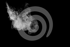 Abstract fog or smoke move isolated on black background. White cloudiness, mist, smoke or smog background