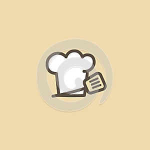 Abstract food logo icon vector design. Recipe, cooking, course, cafe, restaurant, fast food vector logo. Editable Design. Chef cap