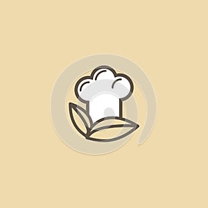 Abstract food logo icon vector design. Recipe, cooking, course, cafe, restaurant, fast food vector logo. Editable Design. Chef cap