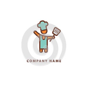 Abstract food logo icon vector design. Recipe, cooking, course, cafe, restaurant, fast food vector logo. Editable Design. Happy pe