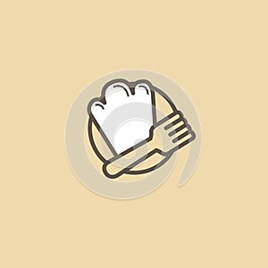 Abstract food logo icon vector design. Recipe, cooking, course, cafe, restaurant, fast food vector logo. Editable Design. Plate an