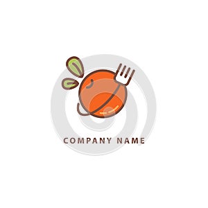 Abstract food logo icon vector design. Recipe, cooking, course, cafe, restaurant, vegan food vector logo. Editable Design. Apple w
