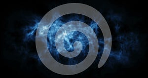 Abstract form blue smoke like cloud wave effect on black background