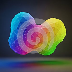 This abstract form consists of triangular facets creating a low poly texture