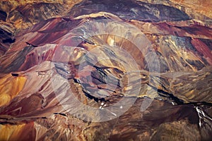 Abstract forms of Andes Mountains aerial view, Chile, South America