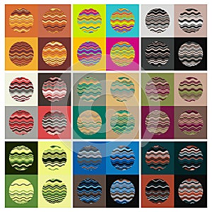Abstract four circle sea wave seamless pattern with colour combinations.