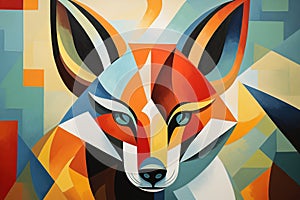 Abstract fox painting in the style of pablo picasso. Animals art. Illustration, Generative AI