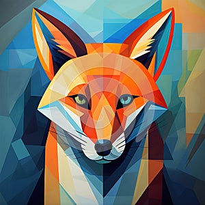 Abstract fox painting in the style of pablo picasso. Animals art. Illustration, Generative AI photo