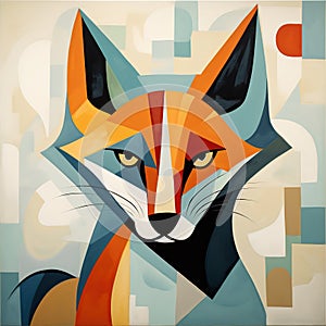 Abstract fox painting in the style of pablo picasso. Animals. Illustration, Generative AI