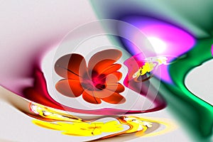 Abstract fractal 3d flowers on a light background. Multi-colored fractal image