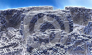 Abstract fractal atmospheric architecture geometric 3d rendering. Jpeg image.