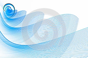 Abstract fractal background. Blue waves and spiral on a white background.