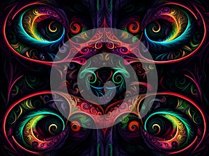 Abstract fractal background. Colorful psytrance pattern. Psychedelic wallpaper.