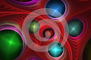 Abstract fractal bubbles red with lot of colors, background