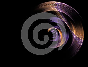 Abstract fractal colorful 3D spiral on black background