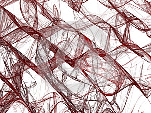 Abstract fractal with a dark red grid pattern