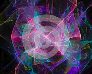 Abstract fractal digital light chaos energy texture energy style colorful, render, motion, explosion