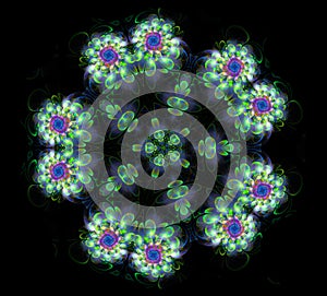 Abstract fractal futuristic colourful flower pattern