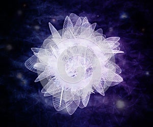 Abstract fractal glowing flower. Magic cosmic flower