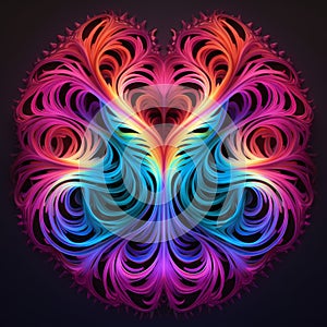 Abstract Fractal Heart In Rainbow: Baroque-inspired Chiaroscuro Art