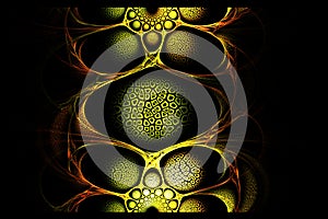 Abstract fractal old gold geometric yellow red and green image