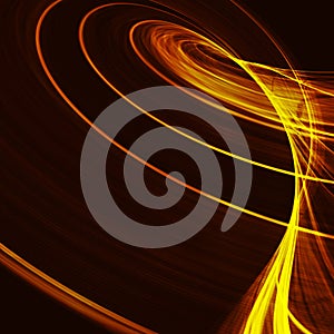 Abstract fractal orange gradient background. Light curved lines and shape with color graphic design. Computer generated graphics
