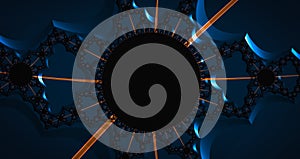 Abstract fractal pattern texture in blue color. Digitally generated background, 3D rendering