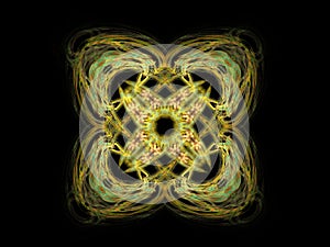 Abstract fractal pattern with yellow on a black background