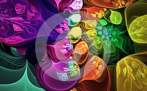 Abstract fractal patterns and shapes. Dynamic flowing natural forms. Mystical spirals.