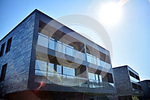 Abstract fragment of contemporary architecture. Residential modern building