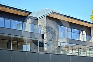 Abstract fragment of contemporary architecture. Residential modern building