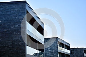 Abstract fragment of contemporary architecture. Residential modern building