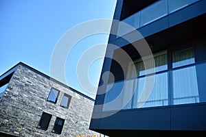 Abstract fragment of contemporary architecture. Residential modern building