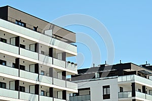 Abstract fragment of contemporary architecture, walls made of glass and concrete.