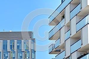 Abstract fragment of contemporary architecture, walls made of glass and concrete.