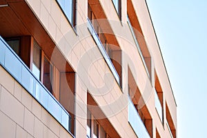 Abstract fragment of contemporary architecture, walls made of glass and concrete.