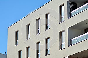 Abstract fragment of contemporary architecture, walls made of glass and concrete.