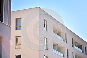 Abstract fragment of contemporary architecture, walls made of glass and concrete.