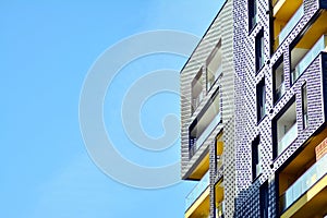 Abstract fragment of contemporary architecture, walls made of glass and concrete.