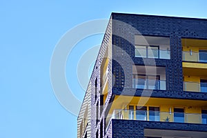 Abstract fragment of contemporary architecture, walls made of glass and concrete.