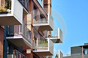 Abstract fragment of contemporary architecture, walls made of glass and concrete.